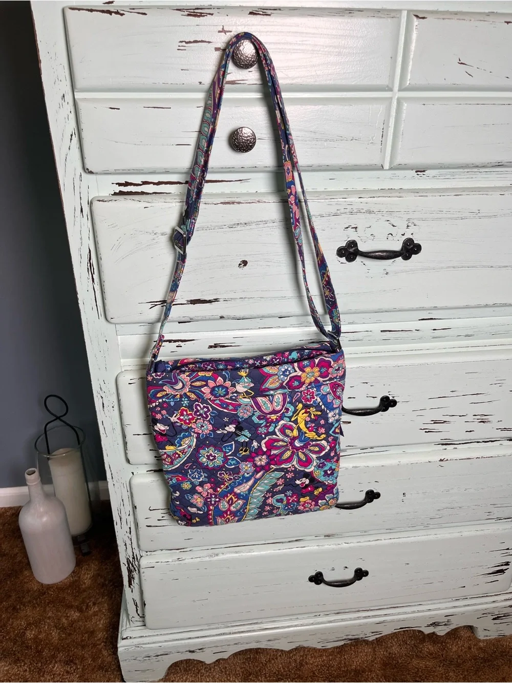 Vera Bradley Disney Collab Triple Zip Hipster in sensational six pattern.